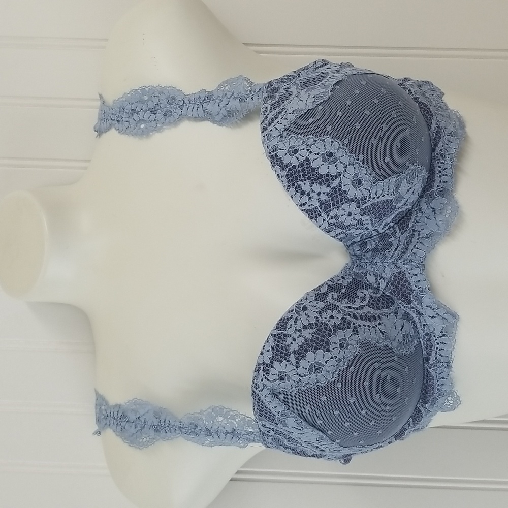 Victoria's Secret Dream Angel Bra Padded Smokey Blue Lace 32C